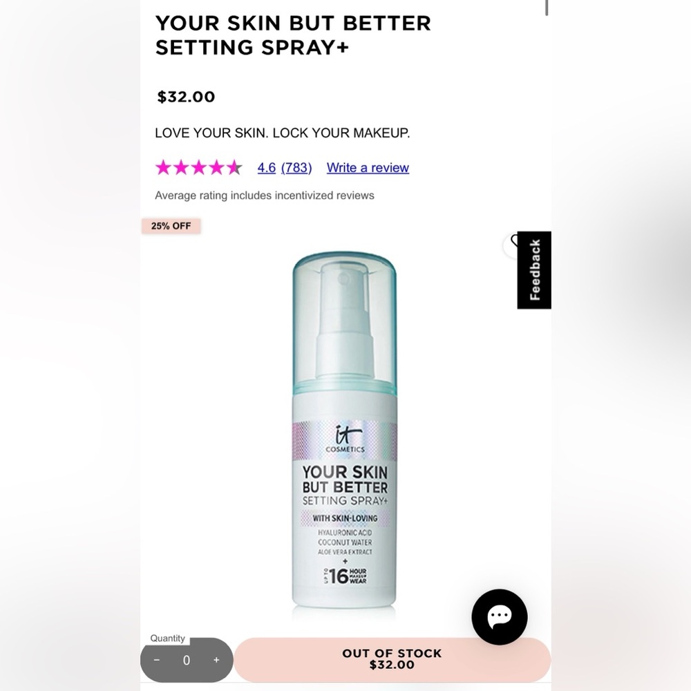 It Cosmeticsics Your Skin But Better Setting Spray up to 16 hour wear skin ♥️ing
